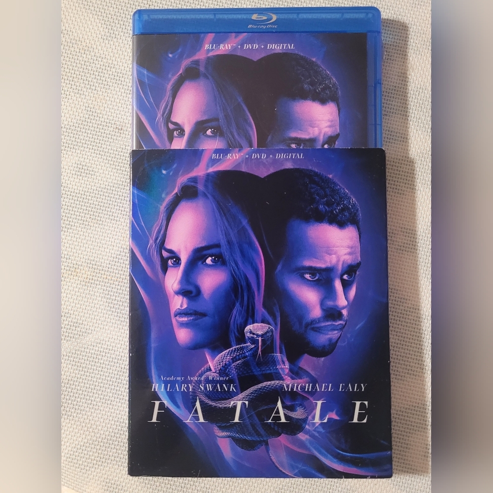 Blu-ray, DVD, and Digital versions of the 2020 film Fatale, starring Hilary Swan